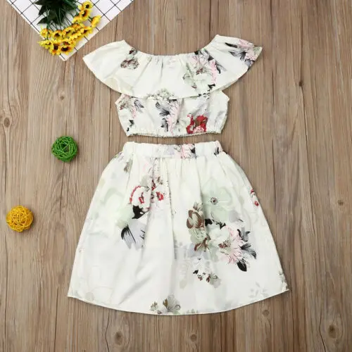 Комплект из 2 предметов для маленьких девочек укороченный топ юбка платье