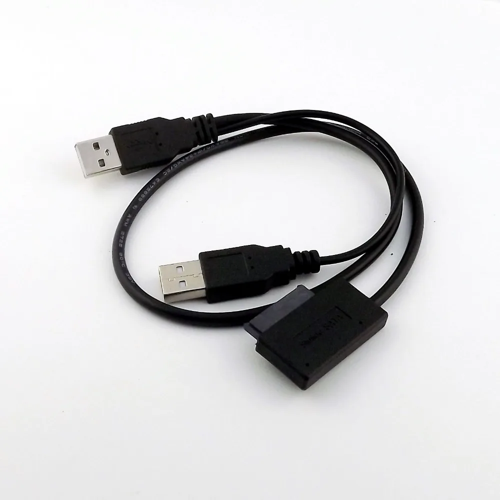

10x Dual USB 2.0 A Male Convert Slimline SATA 7+6pin Adapter Easy To Drive Connector Cable for PC 50cm