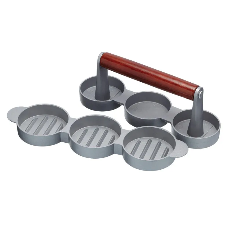 Антипригарный пресс для мини бургеров с 3 слотами тройной алюминиевый круглый