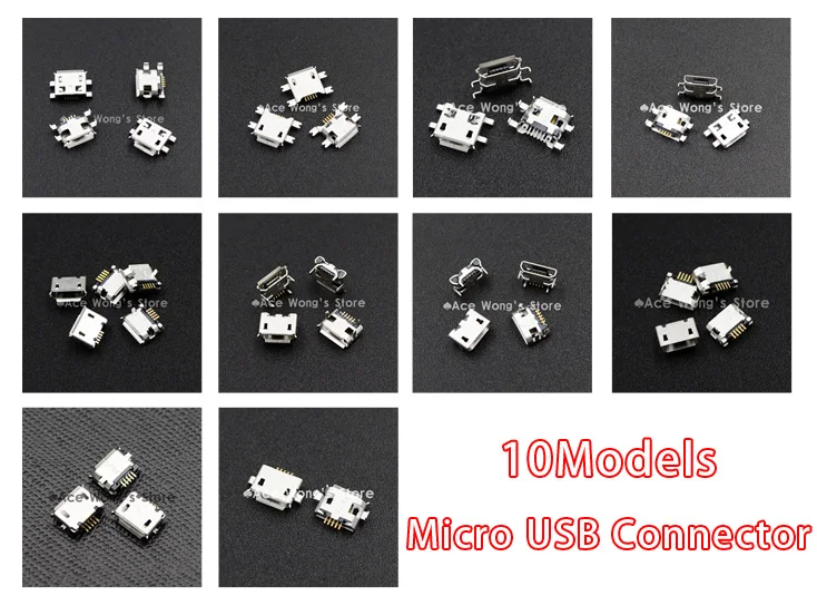 10 моделей 100 шт. всего Micro USB 5 контактный разъем порта для samsung Lenovo Huawei ZTE HTC и т. Д.|usb