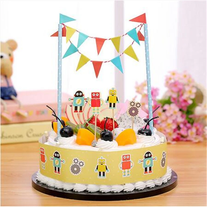1 комплект товары для дня рождения мультяшный робот украшение вечеринки торты