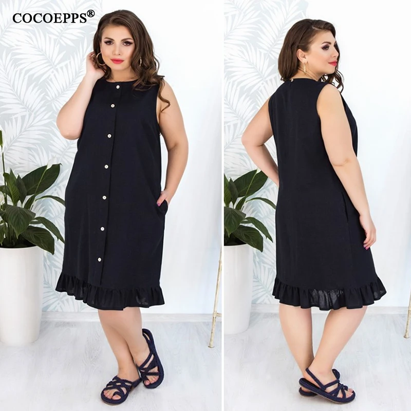 5XL 6XL летнее женское платье большого размера 2019 повседневное без рукавов сарафан