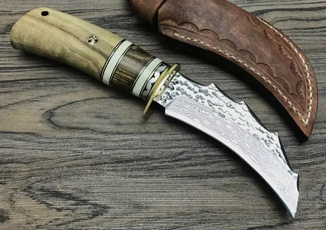 Нож karambit прямой Тактический рожок тень деревянная ручка Дамаск EDC инструмент