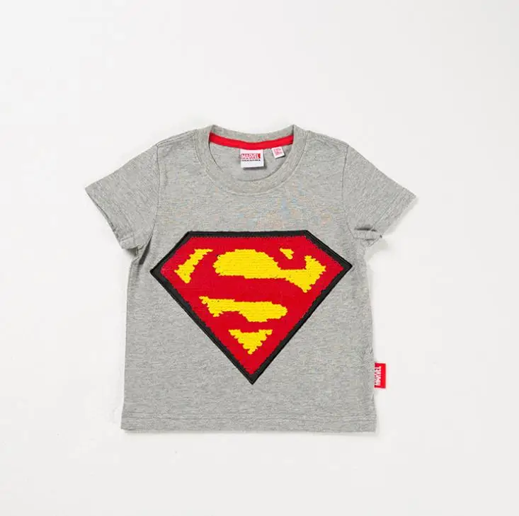 Boy Superman Cosplay Kids Costume T-shirt Cartoon Anime Sequins Short sleeve Children Jacket White/grey/black/blue | Тематическая