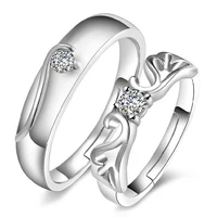 30 silver plated romantic lovers couple rings shiny crystal angel wings female mens jewelry no fade wedding gifts