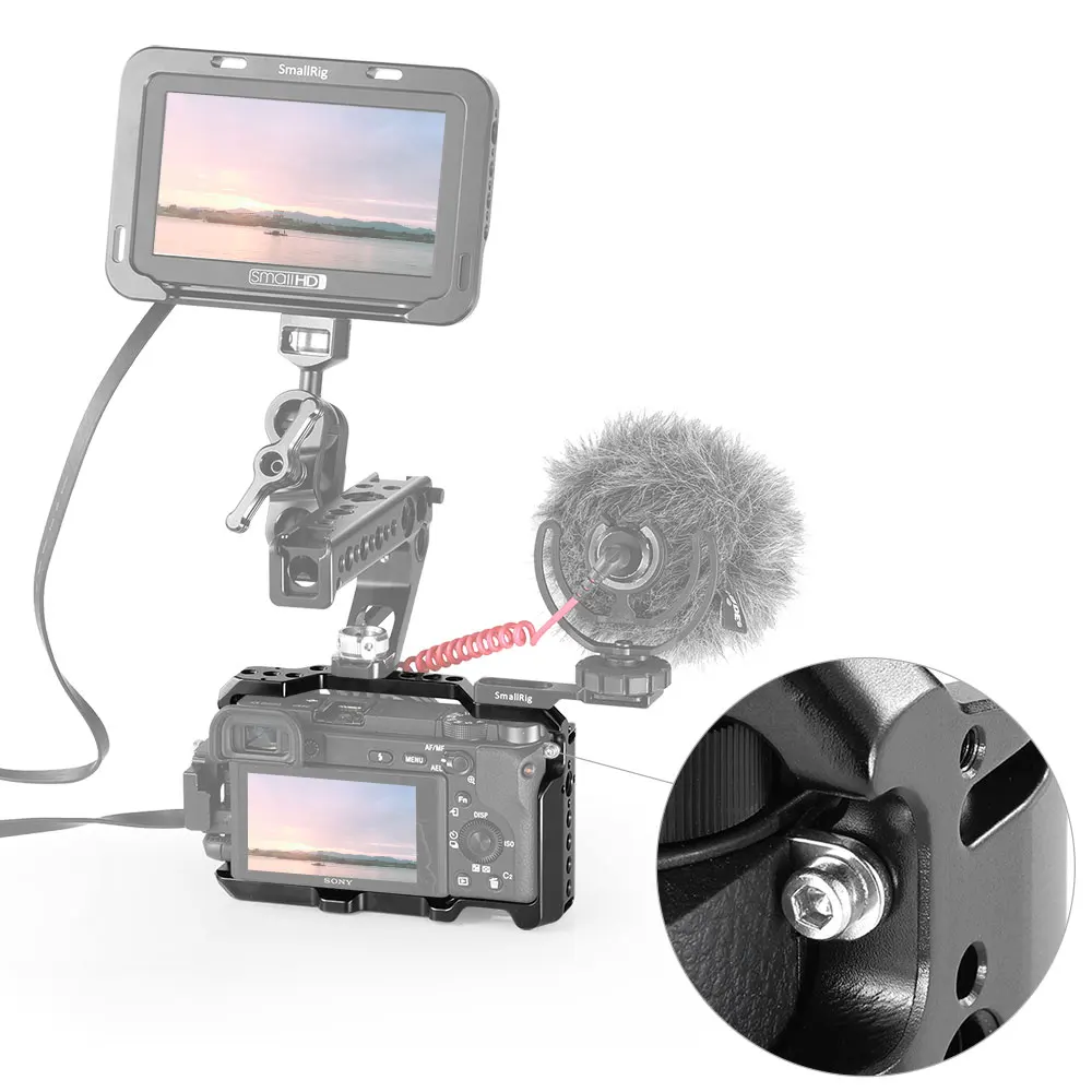 SmallRig a6400 DSLR клетка для Sony A6300/ A6400 /A6500 формованная камеры с 1/4 "и 3/8" резьбовыми
