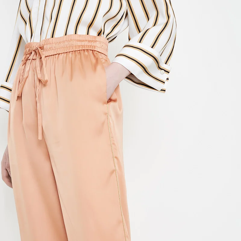 Vero Moda New Women's Elasticized Waist Casual Cropoed Wide-leg Pajama Sleepwear Pants |3182P7504