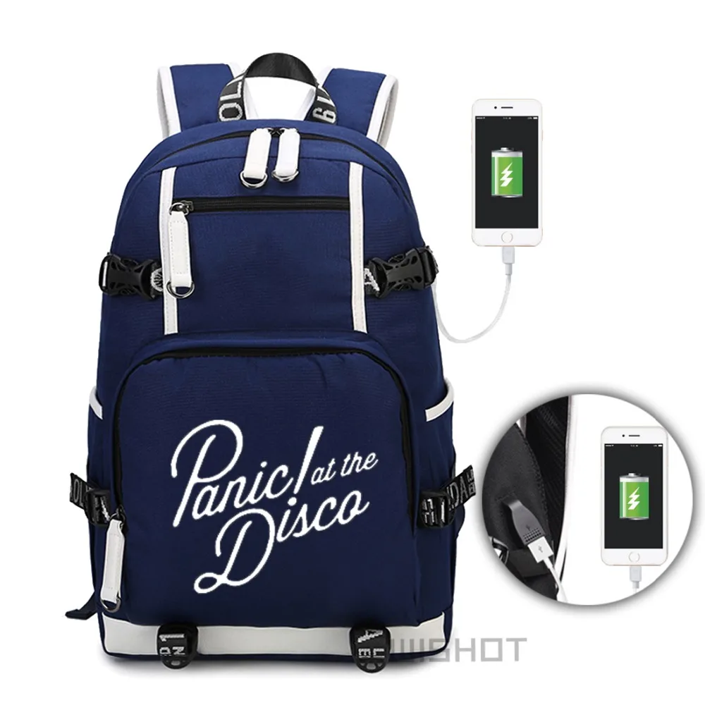 Wishot Panic! At The Disco рюкзак Многофункциональный USB зарядка дорожная сумка для подростков мальчиков и девочек школьные сумки с подсветкой