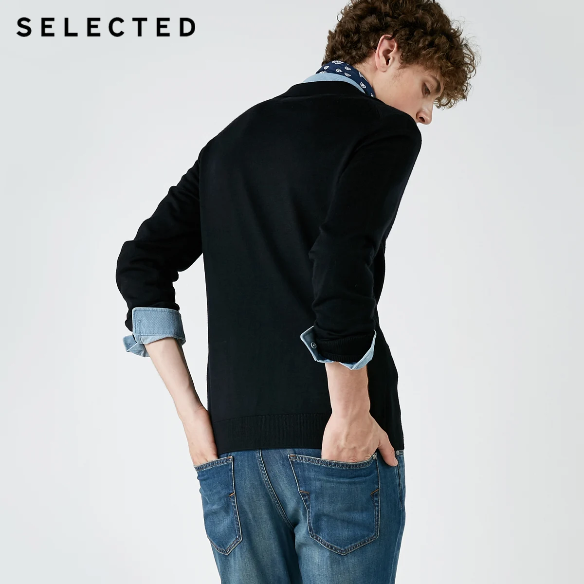 Избранный новый мужской костюм с воротником вязаный свитер S | 418324525