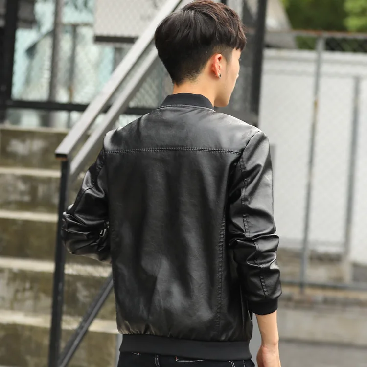 Мужская куртка с воротником-стойкой из пу кожи размеры M ~ 4XL | одежда