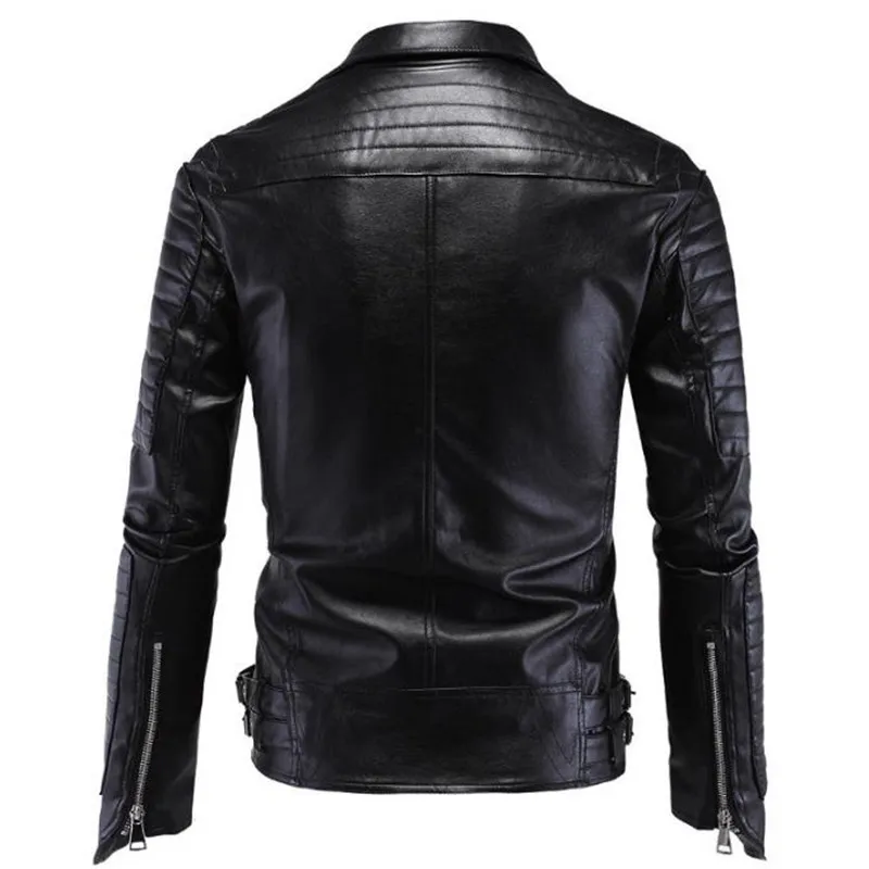 Куртка мужская кожаная приталенная брендовая мотоциклетная одежда повседневный