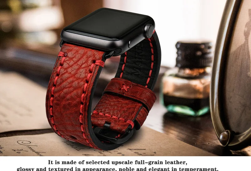 MAIKES из натуральной кожи ремешок для часов Orange Watch браслет для Apple Watch группа 44 мм 40 мм 42 мм 38 мм серии 4 3 2 iWatch