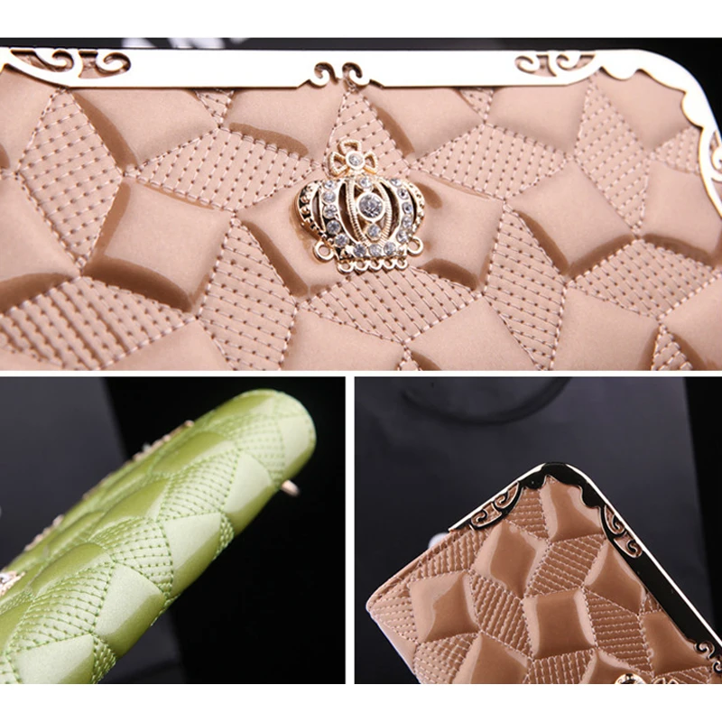 Женский Длинный кошелек винтажный из лаковой кожи с отделением для карт|women long