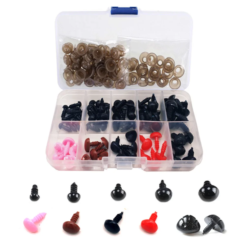 

Feltsky 150 Pack - 50pcs 6~12mm Safety Eyes 25pcs 9~12mm Safety Noses 75pcs Washers for Dolls Decys Sewing 4 Colours