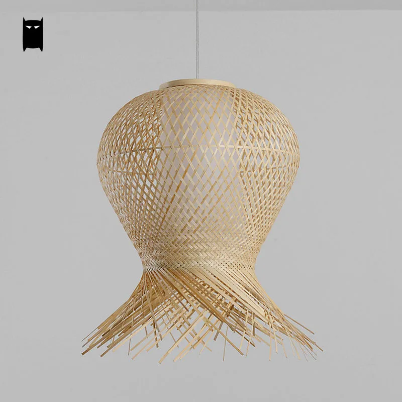 Бамбуковый Плетеный подвесной светильник из ротанга Азия деревенский японский