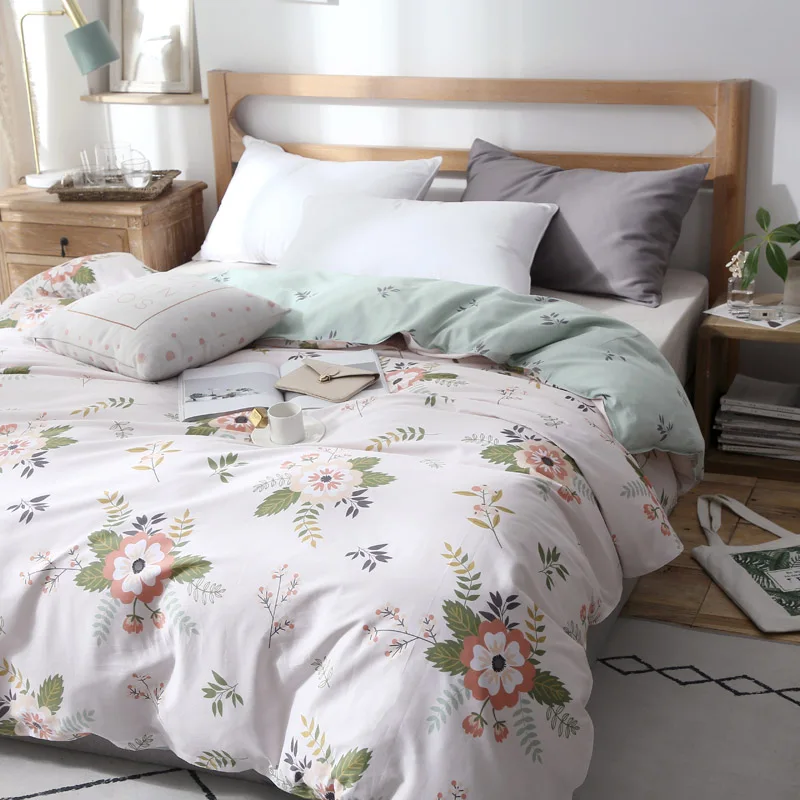 Light Yellow Print Luxury Twin FUll Queen King Size Soft Duvet Cover Cotton Fiber Reactive Prints Quilt Only Bedding Set | Дом и сад