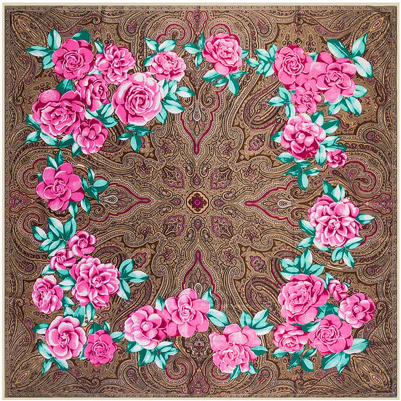 Шарф женский в стиле ретро роскошный шарф из 100% шелка с цветочным принтом |