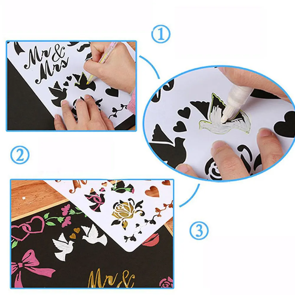Plastic Painting Stencils DIY White Drawing Stamp Embossing Scrapbooking Crown for Cake Decorative Christmas Cards Making | Дом и сад