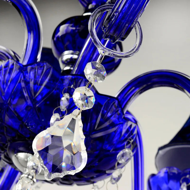 Детская комната Синяя хрустальная люстра бар кофейня Декор лампа de cristal lustre