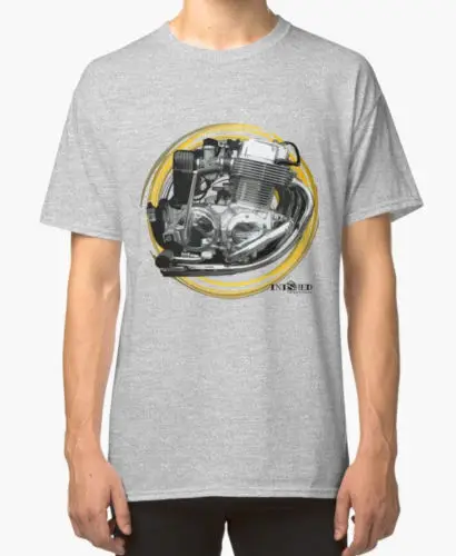 Новая модная футболка с графическим буквенным принтом Hon CB750 Engine Классическая в