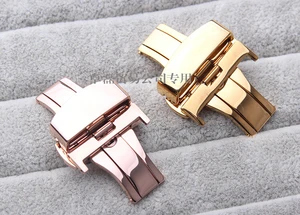 Пряжка-бабочка из нержавеющей стали, застежка черного, серебристого, золотистого и розового золота, 10 мм, 12 мм, 14 мм, 16 мм, 18 мм, 20 мм, 22 мм