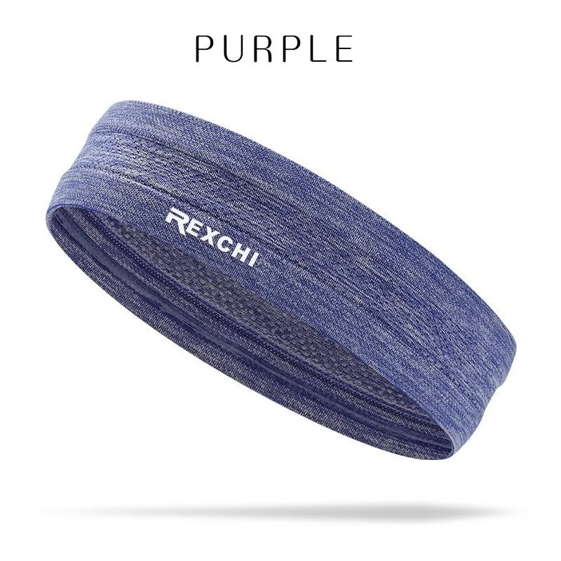 Purple REXCHI Эластичный Напульсник Спортивная головная повязка противоскользящая Женская Мужская дышащая баскетбольная фитнес Йога волейбол Велоспорт повязка для волос - Цвет: Purple