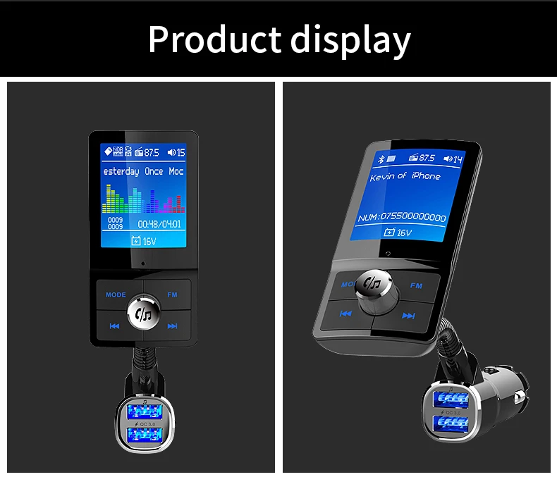 Цветной экран, fm-передатчик, Автомобильный MP3 беспроводной Bluetooth громкая связь, автомобильный комплект, аудио AUX модулятор с QC3.0, двойной USB, автомобильное зарядное устройство