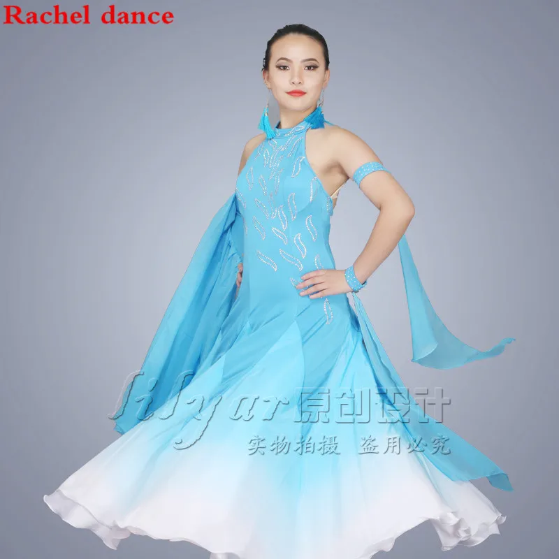 

Новое Сексуальное Женское/дамское латинский современный танец платье Синий новейший стиль Одежда для выступлений Женская юбка для латинск...