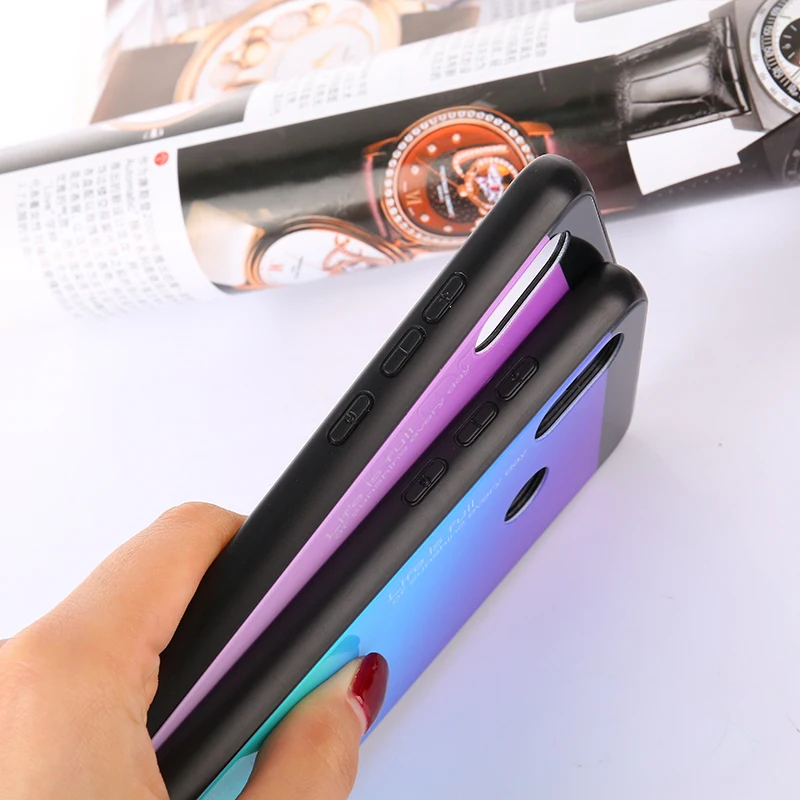 Чехол для Xiaomi MI 8 Гладкий цветной стеклянный чехол Рамка Твердый градиент задняя