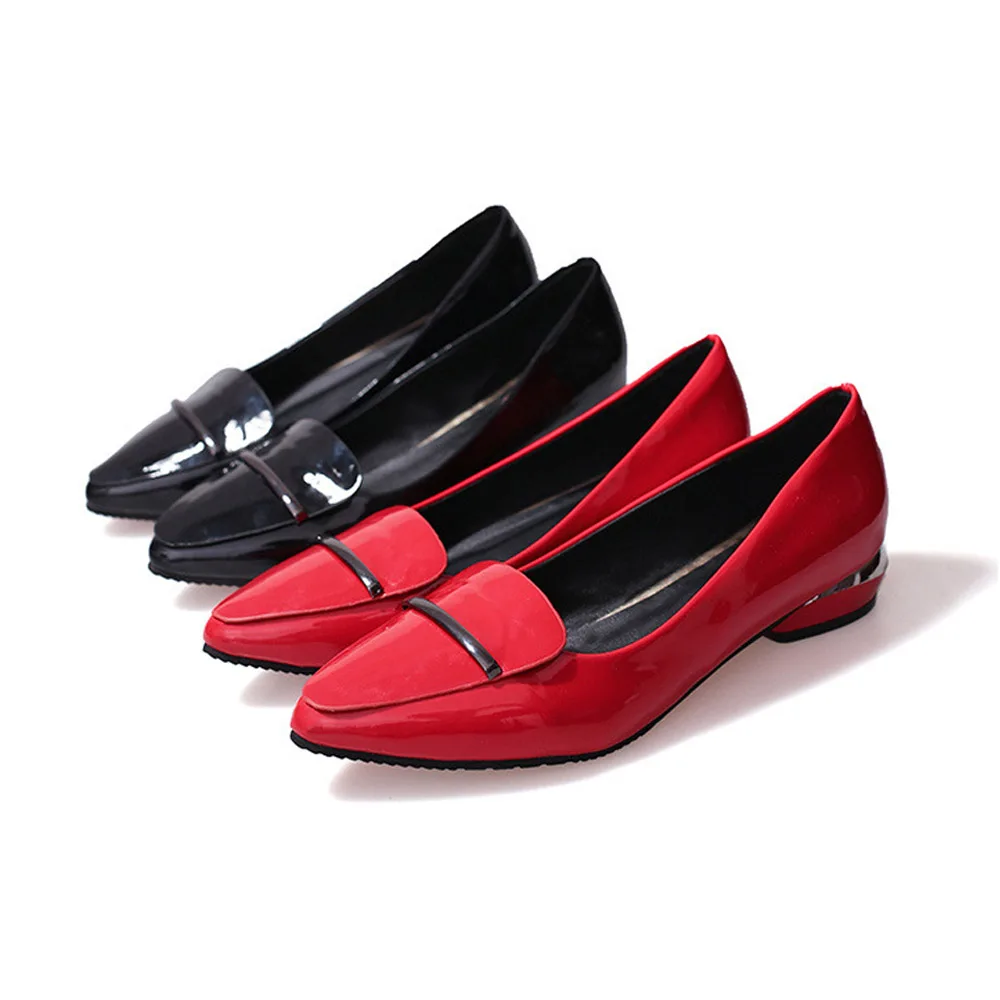 

2018 New Arrival Shoes Woman Fashion Slip-On Pointed Toe Low Heel Pumps For Women Office Lady PU Leather Women Shoes Grapara