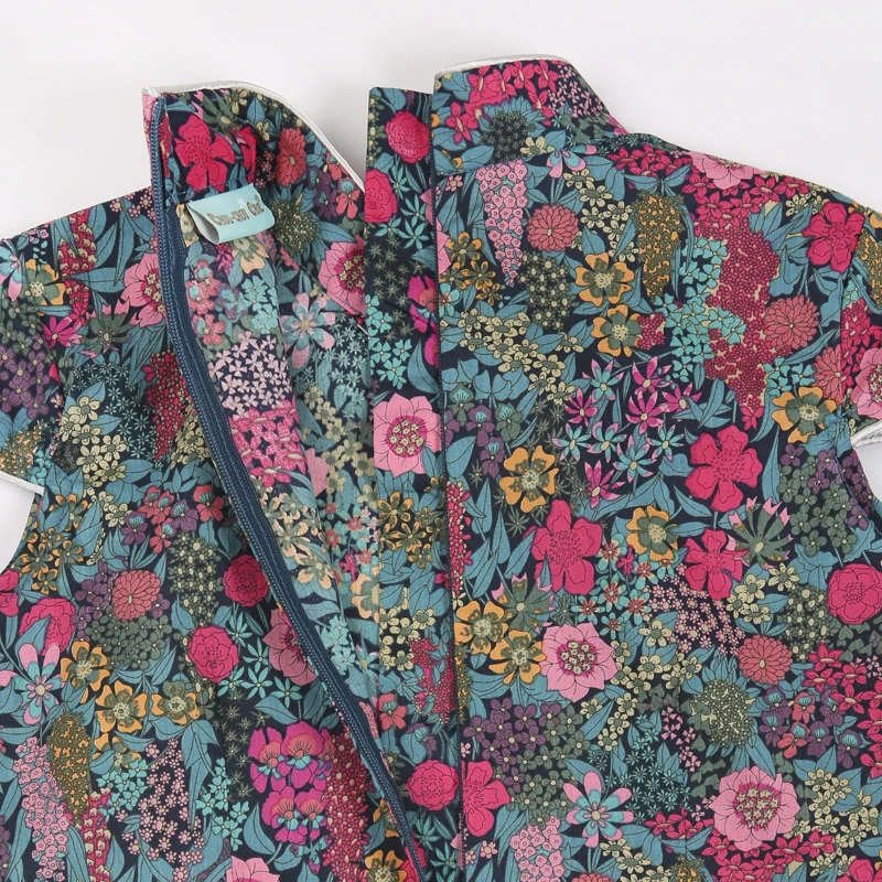 Chouchouchic Summer Children Clothing Girls Dress Party wear Cotton short sleeve Chinese style Qipao Red blue flowers | Детская одежда