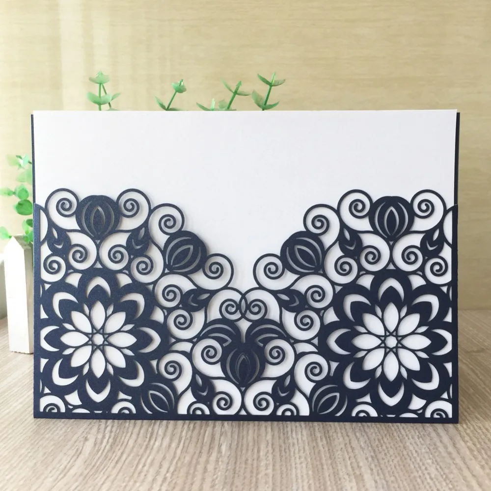 

20Pcs/Lot Hollow Lace Flower Pearl Paper Christening Baptism Annivery Card Birthday Party Invitations Blessing Greeting Card