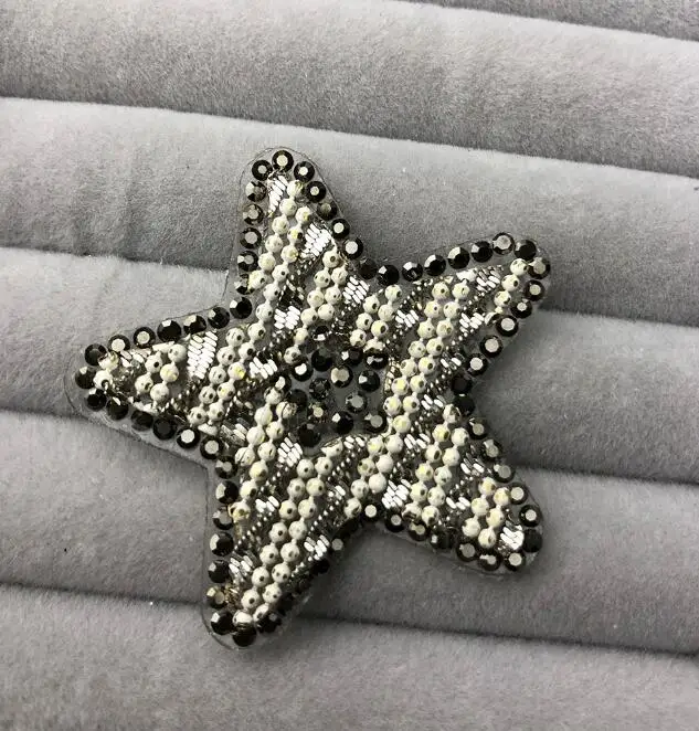 A2-07 gunmetal white Стразы наклейки-звездочки стразы аппликация 4,5 см, 5 шт./лот, звезда, стразы украшения, джинсы "сделай сам" нашивки на одежду - Цвет: A2-07 gunmetal white