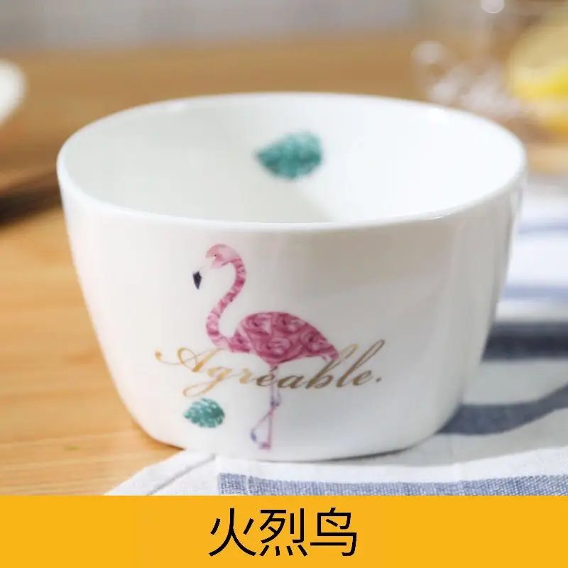 Креативная Милая миска для домашнего салатника 4,5 дюймов - Цвет: Flamingo