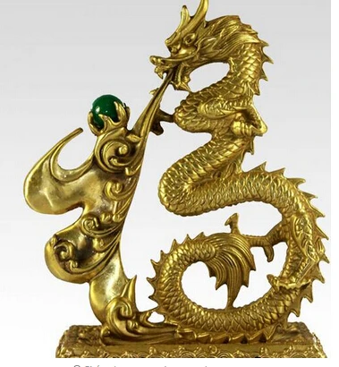 Медные латунные китайские ремесла, азиатские ремесла, бусы, пурпурные 10 дюймов, китайские животные, эскультура, ремесло, пурпурные перлы