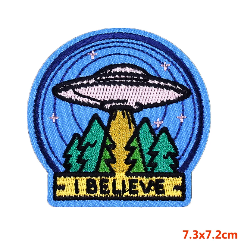 Prajna UFO Planet Patches I Believe DIY одежда Летний стиль вышивка наклейки на одежду украшение