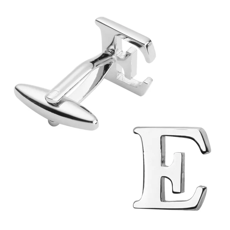 Пара высококачественных серебристых запонок с надписью E дизайнерские мужские