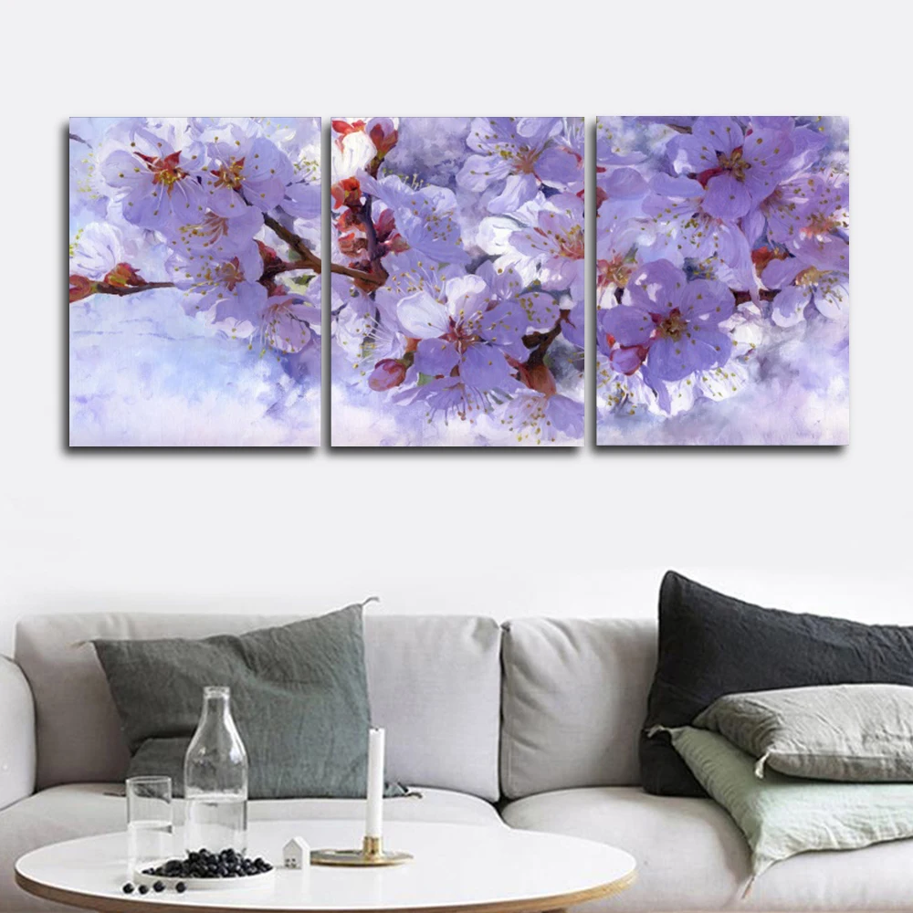 

Laeacco Canvas Painting Calligraphy Cherry Blossoms Floral Posters and Prints Watercolor Wall Art Nordic Living Room Home Decor