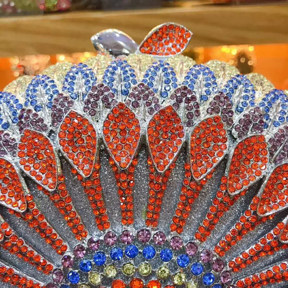 

XIYUAN multicolor Hollow Diamond Women Birthday Evening bag Clutch Minaudiere Bags Wedding Party Bridal Crystal Handbags Purse