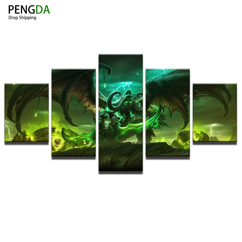 Модульные картины HD печатная рамка Плакат 5 шт. игра World Of Warcraft персонаж Живопись стены искусство гостиной домашний декор PENGDA