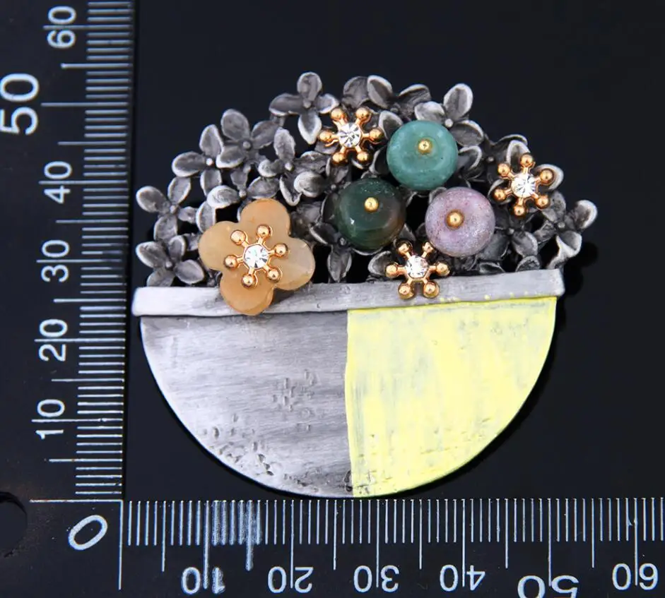 Ancient Tin Bouquet Pendant Flower Pot Charm Stone For DIY Necklace Jewelry | Украшения и аксессуары