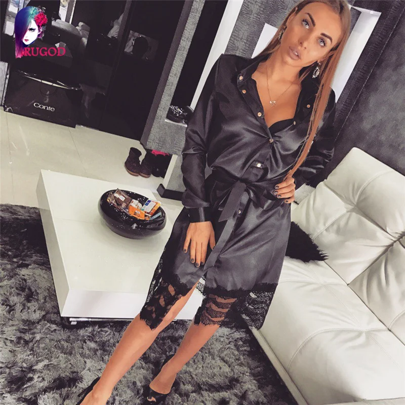 Rugod новинка 2019 Сексуальная кружевная блузка женские длинные рубашки мягкие