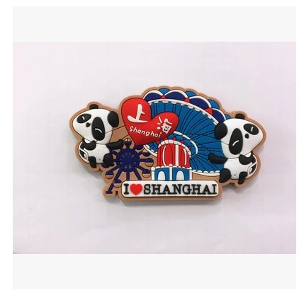 Китайские туристические сувениры Шанхай пейзаж панда Мягкий магнитный