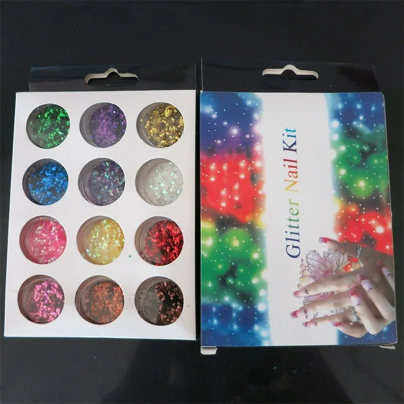 

12 Colours Glitter Dust Powder Set - Nail Art Tips Decoration / Crafts / DIY