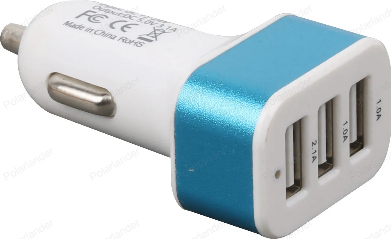 Автомобильное зарядное устройство с тремя USB квадратными портами высокой