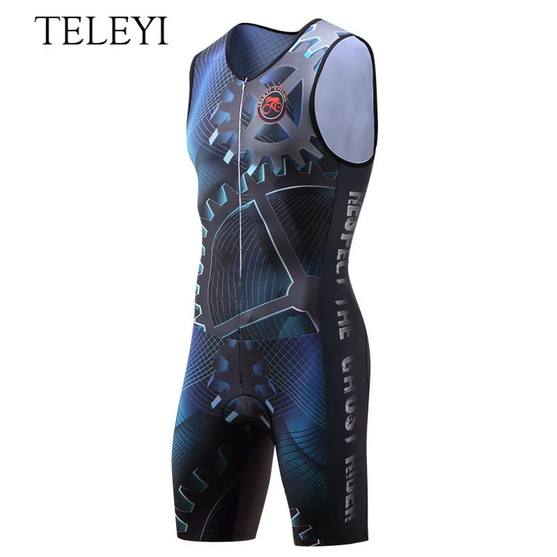 TELEYI Триатлон Велоспорт Джерси Велосипед Быстросохнущий без рукавов Skinsuit езда