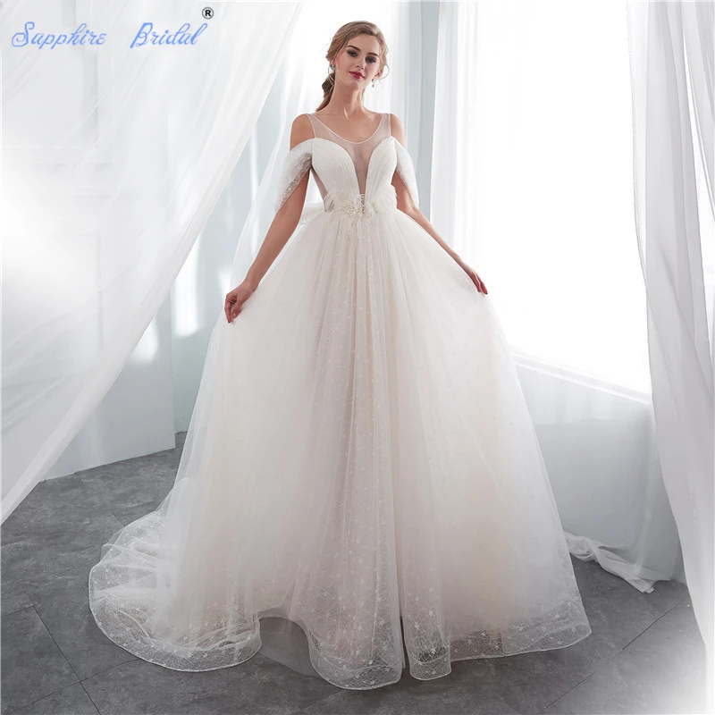 Сапфировое свадебное пляжное платье для невесты 2019 Vestido De Noiva с перьями