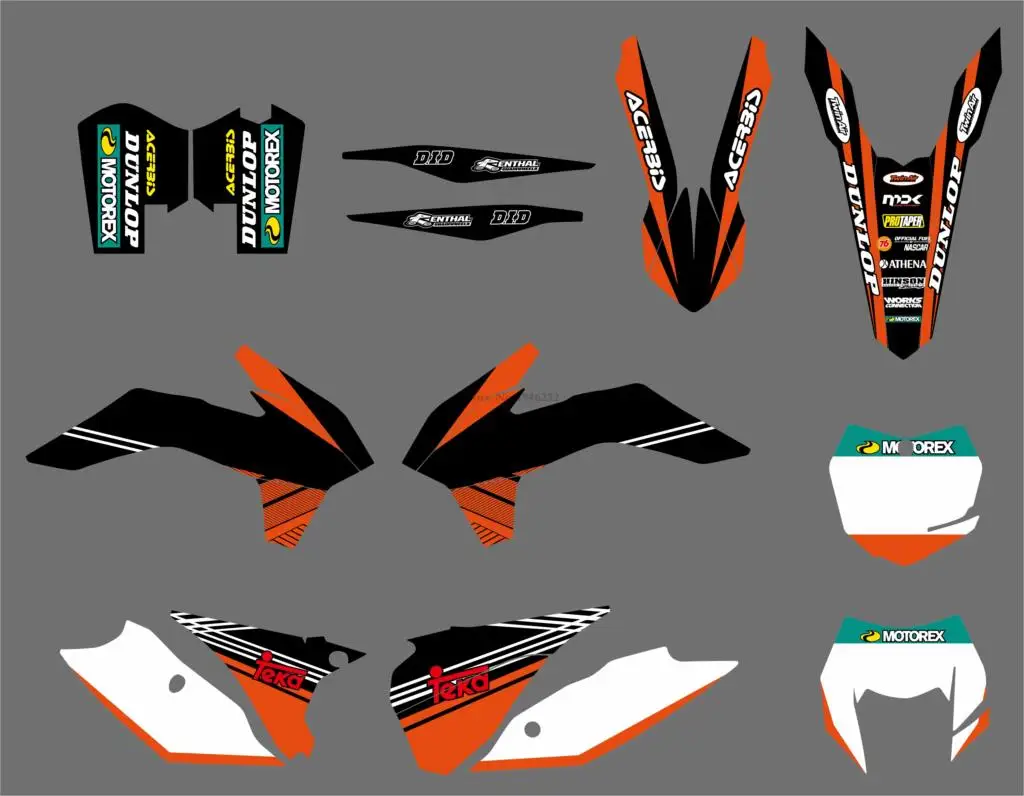 Наклейки графические для KTM 125 200 250 300 450 500 EXC XCW XCF XCFW EXCF 2014 2015 2016 6 стилей|team graphics|graphic