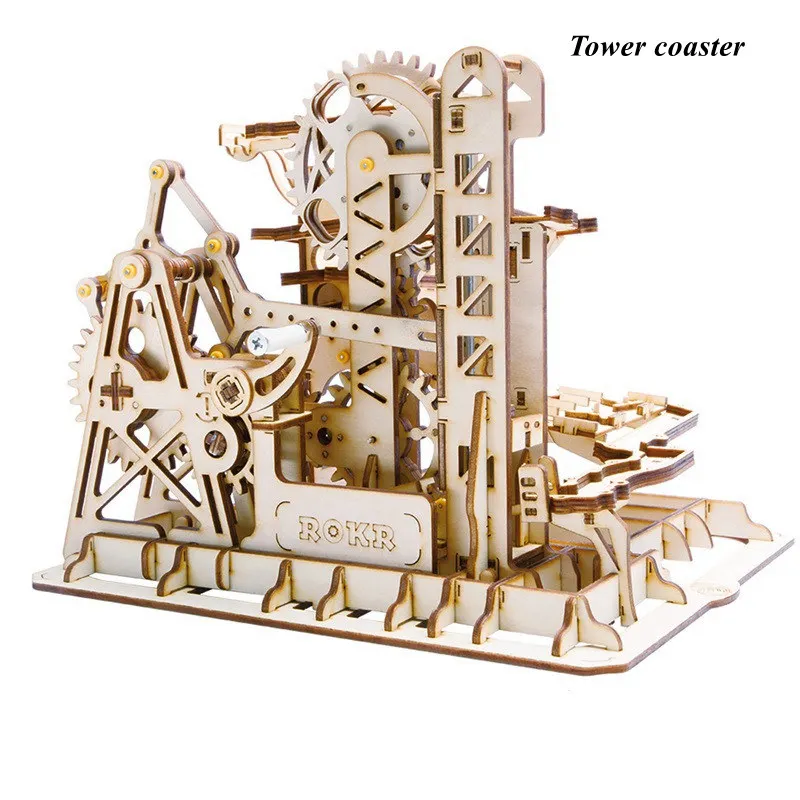 Tower Coaster Robud DIY Водостоки | деревянные модели строительные наборы сборочные игрушки | 4 вида мраморной игры для детей и взрослых LG - Цвет: Tower Coaster