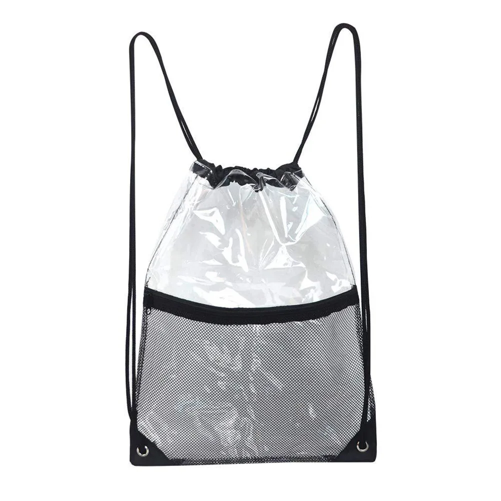 

Вместительный прозрачный рюкзак из ПВХ на шнурке, Регулируемый рюкзак на шнурке, легкая спортивная сумка, спортивный рюкзак из ПВХ Ba, 1 шт.
